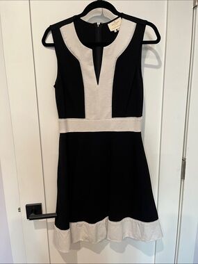kate spade Black and White Sleeveless Fit-and-Flare Dress